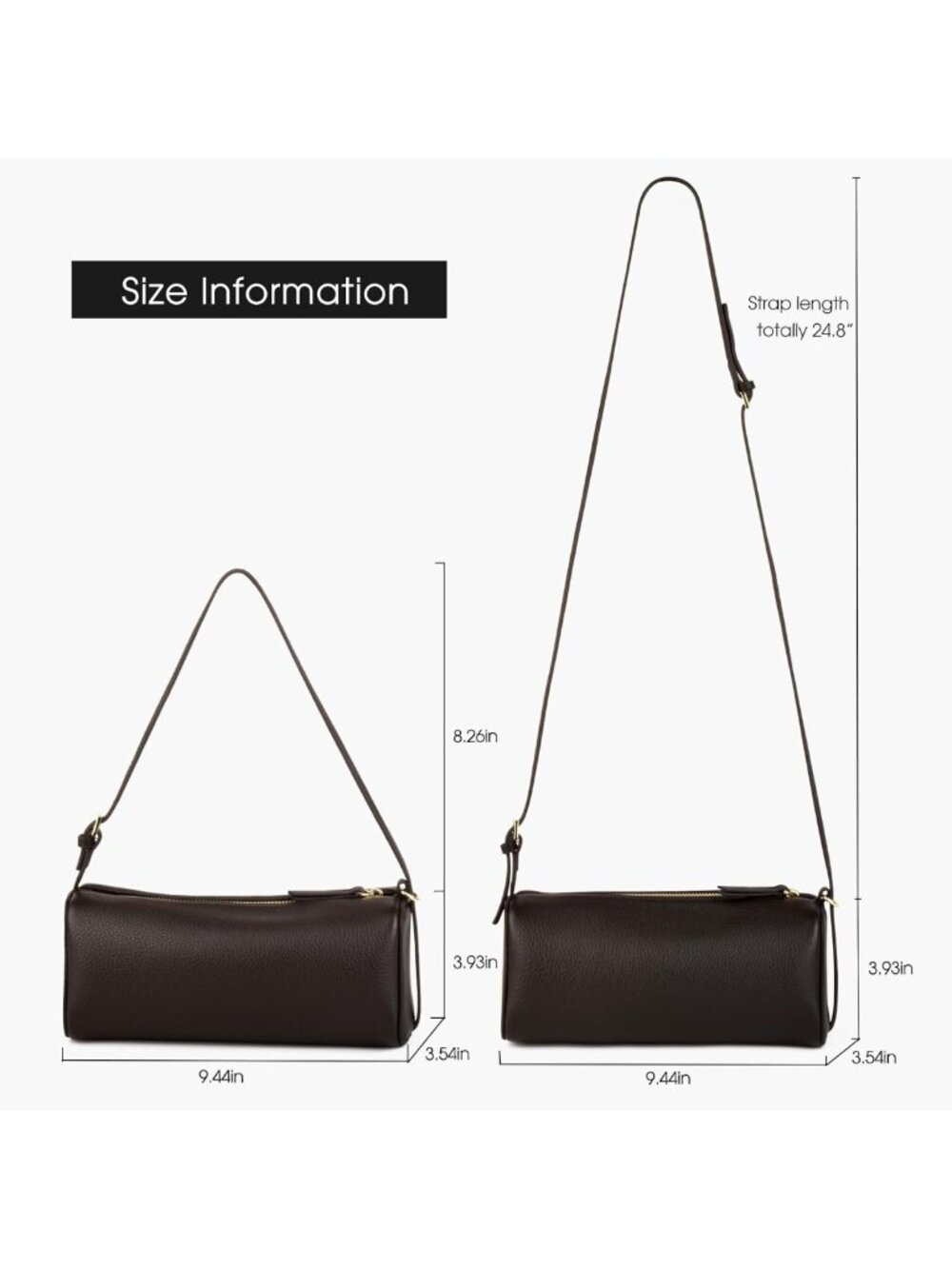 Premium Full Grain Leather Crossbody & Barrel Bag - Stylish, Versatile Handbag - Picture 3 of 7
